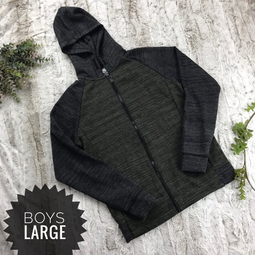 [Ocean Current] Colorblocked Hoodie Size L Large Boys Top Hooded Zipper Gray